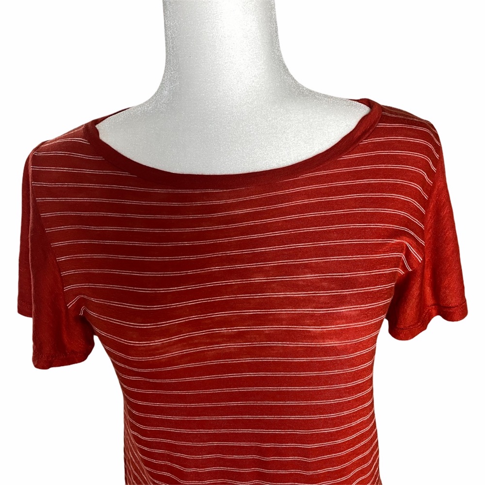 Anthropologie T. LA Red Stripe Flutter Sleeve top